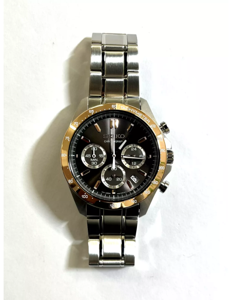 reloj cronógrafo hombre Seiko Spirit SBTR026 JDM 39.8mm 100m WR correa de cuero