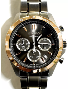 reloj cronógrafo hombre Seiko Spirit SBTR026 JDM 39.8mm 100m WR correa de cuero