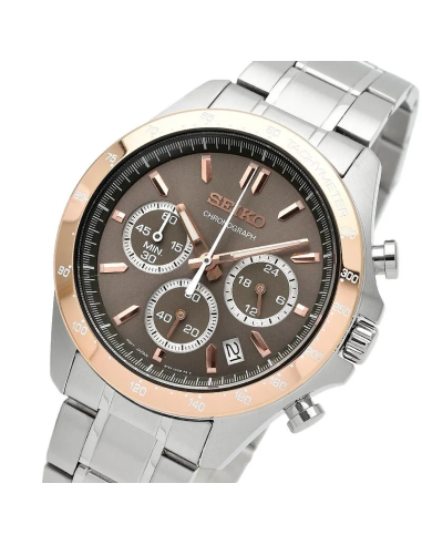 reloj cronógrafo hombre Seiko Spirit SBTR026 JDM 39.8mm 100m WR correa de cuero