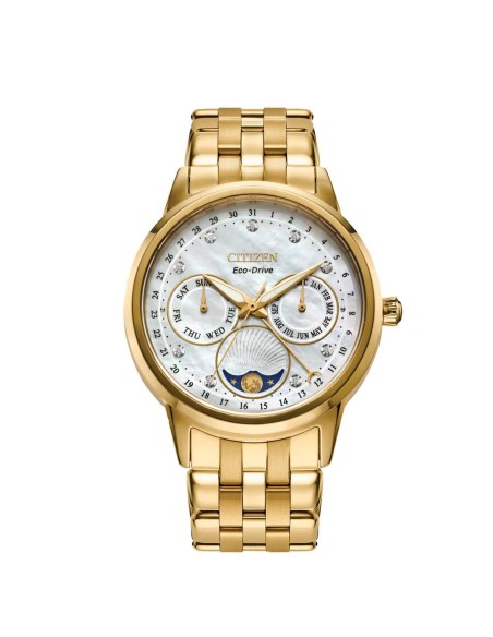 reloj mujer Citizen Calendrier Diamond Moon Phase Eco-Drive FD0002-57D 37mm 50m WR correa de acero