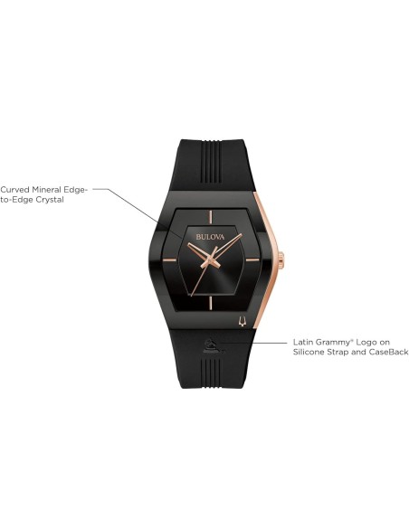 Reloj hombre Bulova Latin Grammy 97A163 Collection Gemini 40.5mm correa de silicona Special Edition