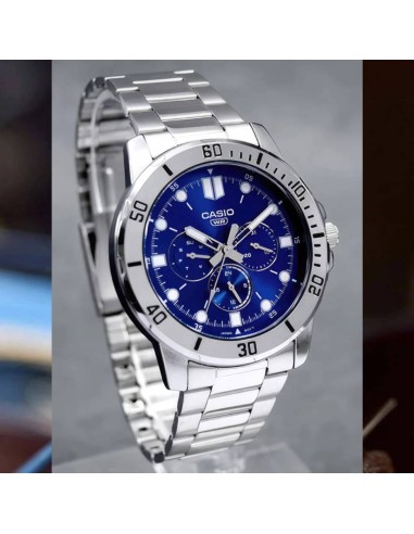 copy of reloj cronógrafo analógico hombre Casio MTP-VD300D-1E 45mm correa de acero