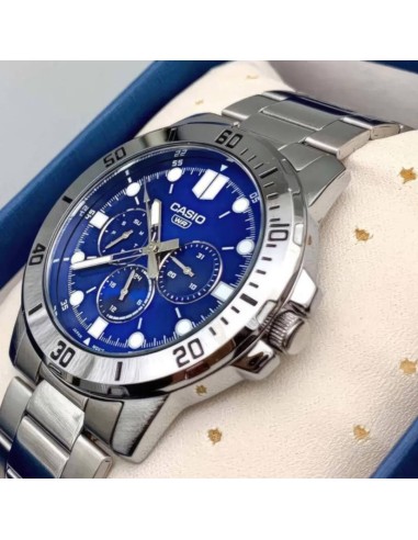 Reloj cronógrafo analógico hombre Casio MTP-VD300D-2E 45mm correa de acero