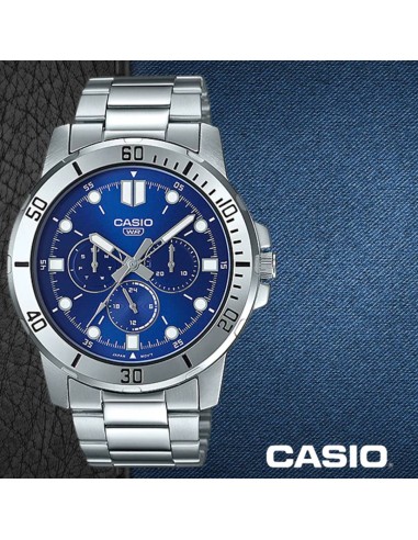 Reloj cronógrafo analógico hombre Casio MTP-VD300D-2E 45mm correa de acero