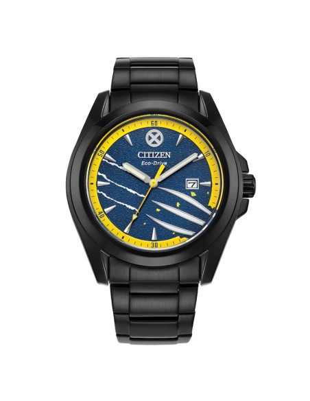 reloj solar hombre Citizen Eco-Drive Marvel SNIKT! Wolverine AW1435-66W 43mm 100m WR correa de acero