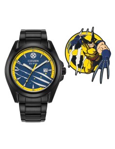 reloj solar hombre Citizen Eco-Drive Marvel SNIKT! Wolverine AW1435-66W 43mm 100m WR correa de acero 2