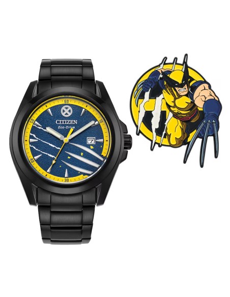 reloj solar hombre Citizen Eco-Drive Marvel SNIKT! Wolverine AW1435-66W 43mm 100m WR correa de acero