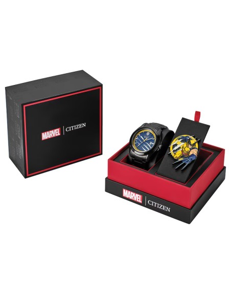 reloj solar hombre Citizen Eco-Drive Marvel SNIKT! Wolverine AW1435-66W 43mm 100m WR correa de acero
