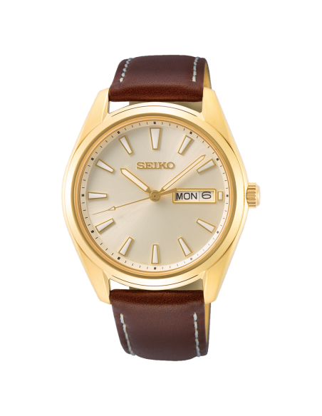 reloj cuarzo hombre Seiko Classic SUR450 40,2mm cristal de zafiro 100m WR correa de cuero