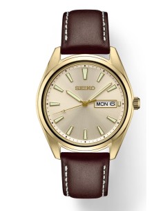 reloj cuarzo hombre Seiko Classic SUR450 40,2mm cristal de zafiro 100m WR correa de cuero