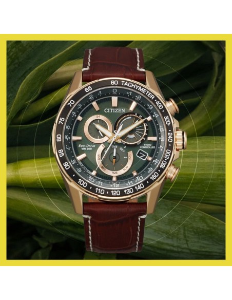 Reloj hombre Citizen PCAT Eco-Drive CB5919-00X Perpetual Calendar Atomic Timekeeping A-T dial verde 43mm Cristal de zafiro