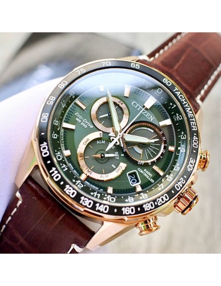 Reloj hombre Citizen PCAT Eco-Drive CB5919-00X Perpetual Calendar Atomic Timekeeping A-T dial verde 43mm Cristal de zafiro