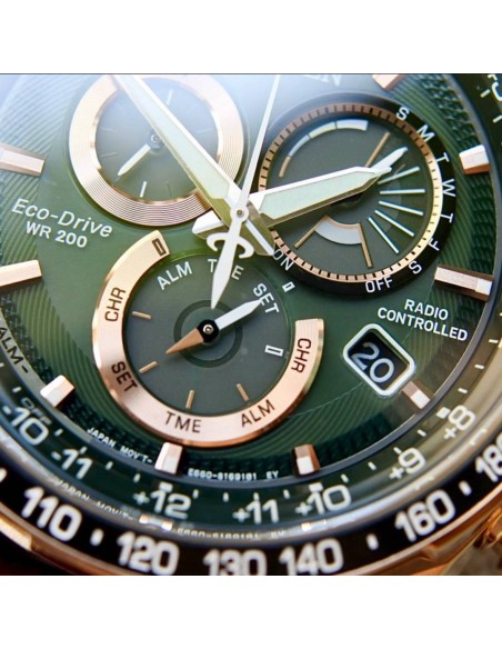Reloj hombre Citizen PCAT Eco-Drive CB5919-00X Perpetual Calendar Atomic Timekeeping A-T dial verde 43mm Cristal de zafiro