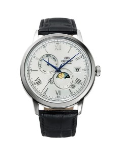 automático hombre Orient Bambino Sun & Moon RA-AK0802S 41,5mm correa de cuero
