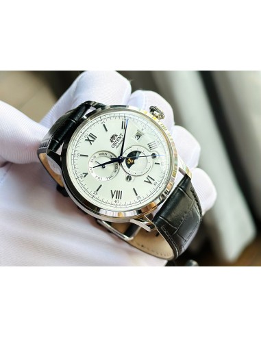 automático hombre Orient Bambino Sun & Moon RA-AK0802S 41,5mm correa de cuero