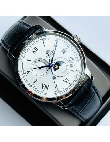 automático hombre Orient Bambino Sun & Moon RA-AK0802S 41,5mm correa de cuero