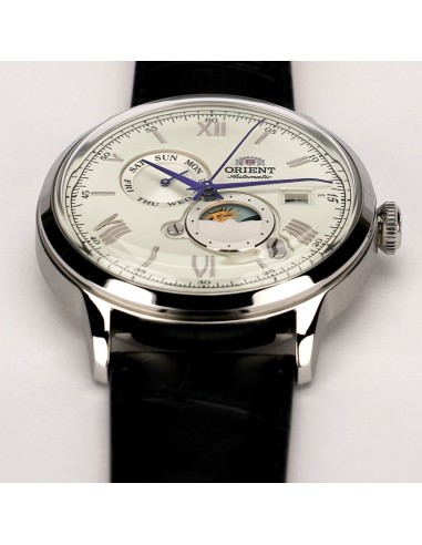 automático hombre Orient Bambino Sun & Moon RA-AK0802S 41,5mm correa de cuero