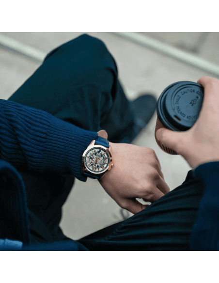 Reloj automático hombre Bulova Sutton 97A161 43mm dial plata correa de cuero 100m WR