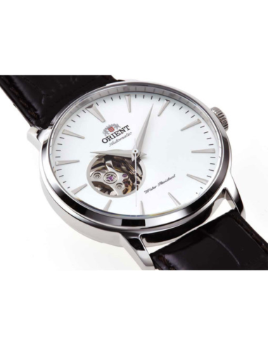 automático hombre Orient Open Heart Semi-Skeleton TAG02005W 41mm 50m WR correa de cuero