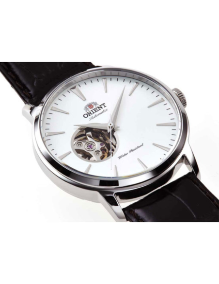 automático hombre Orient Open Heart Semi-Skeleton TAG02005W 41mm 50m WR correa de cuero