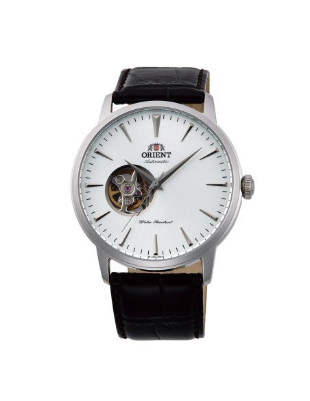 automático hombre Orient Open Heart Semi-Skeleton TAG02005W 41mm 50m WR correa de cuero