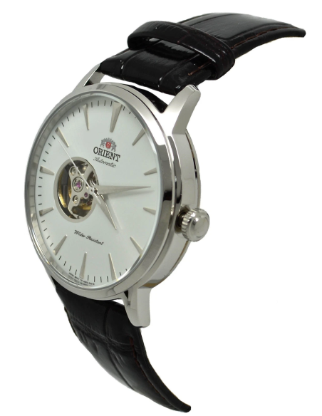 automático hombre Orient Open Heart Semi-Skeleton TAG02005W 41mm 50m WR correa de cuero