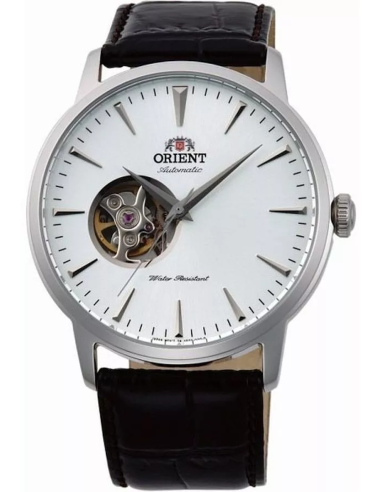 automático hombre Orient Open Heart Semi-Skeleton TAG02005W 41mm 50m WR correa de cuero