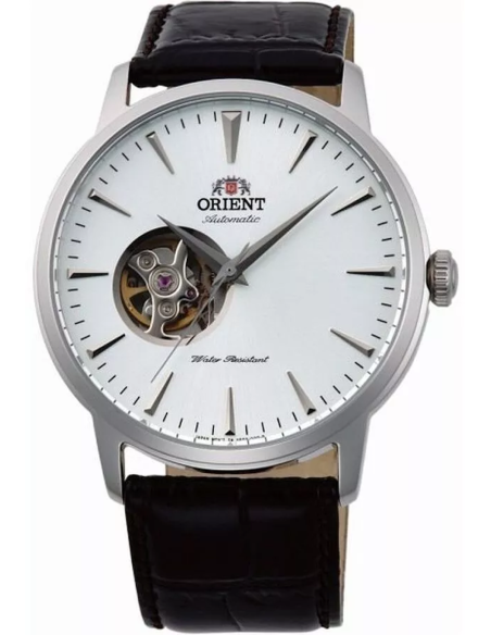 automático hombre Orient Open Heart Semi-Skeleton TAG02005W 41mm 50m WR correa de cuero