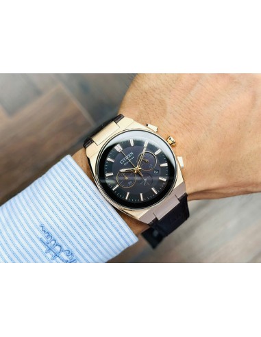 Citizen Eco-Drive Axiom CA4583-01E 43mm 50m WR cristal de zafiro correa de cuero movimiento Eco-Drive
