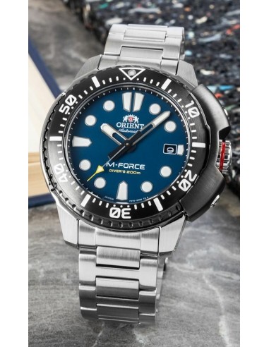 automático buceo hombre Orient M-Force RA-AC0L07L 45mm 200m WR cristal de zafiro