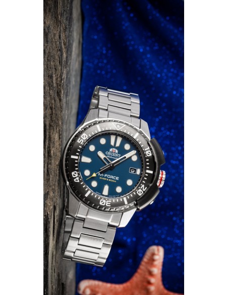automático buceo hombre Orient M-Force RA-AC0L07L 45mm 200m WR cristal de zafiro
