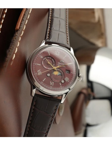 automático hombre Orient Bambino Sun & Moon RA-AK0807R  41,5mm hand-hacking