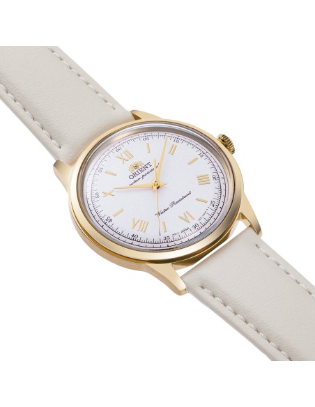 solar hombre Orient Bambino Solar Ivory RA-WK0001S 38,4m 30m WR correa de cuero