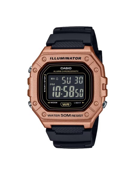 Casio W-218HM-5BV | Reloj Digital Retro con Resistencia al Agua y Diseño Marrón Metálico