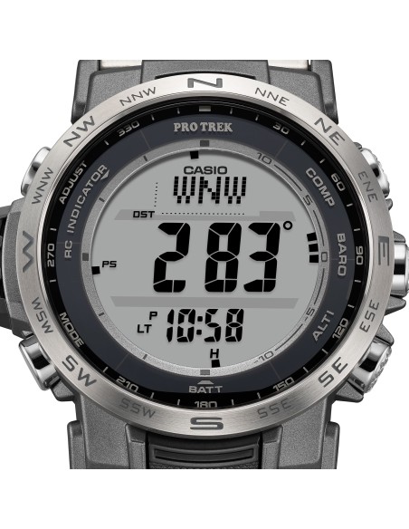 radiocontrol solar Casio Pro Trek PRW-35TLD-7JF JDM 44.6mm – Zafiro, 100 m, triple sensor, correa de titanio