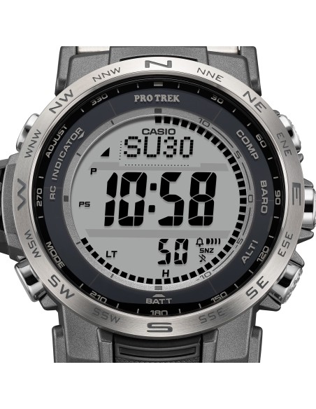 radiocontrol solar Casio Pro Trek PRW-35TLD-7JF JDM 44.6mm – Zafiro, 100 m, triple sensor, correa de titanio