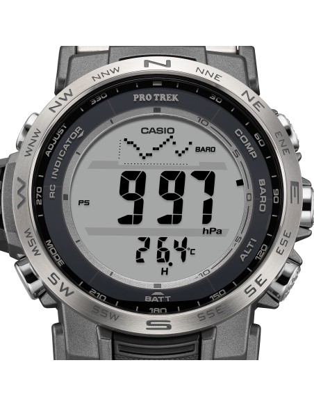 radiocontrol solar Casio Pro Trek PRW-35TLD-7JF JDM 44.6mm – Zafiro, 100 m, triple sensor, correa de titanio