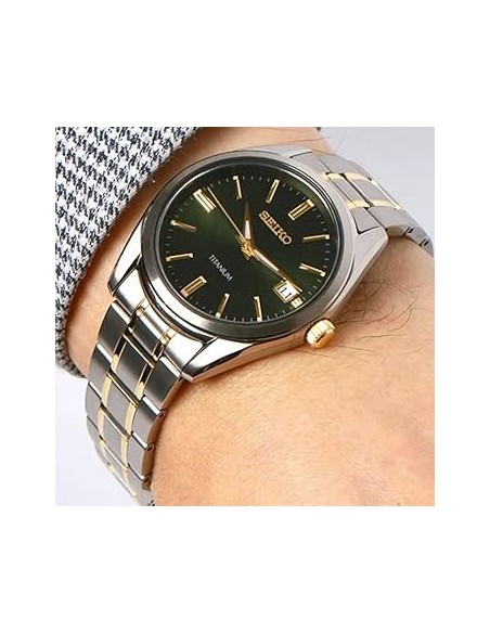 reloj titanio hombre clásico Seiko NeoClassic Titanium SUR377P1 40.2mm 100m WR correa y caja de titanio  cristal de zafiro