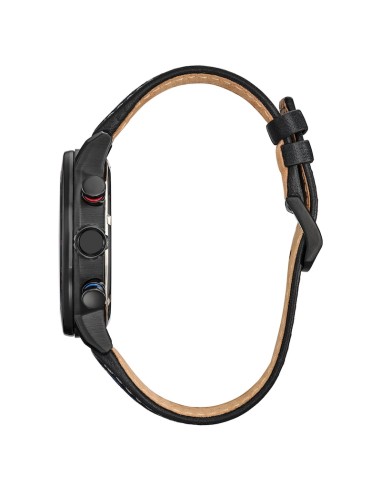 solar Citizen Marvel Spider‑Man CA0855‑47W 44 mm – Acero IP negro, cuerda de nylon y cuero,
