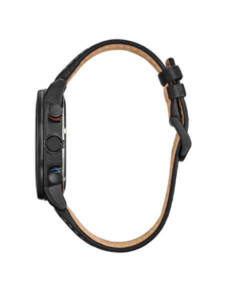 solar Citizen Marvel Spider‑Man CA0855‑47W 44 mm – Acero IP negro, cuerda de nylon y cuero,