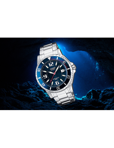 copy of reloj de buceo hombre Casio MTD-1053D-1A dial negro correa acero 200m water resist