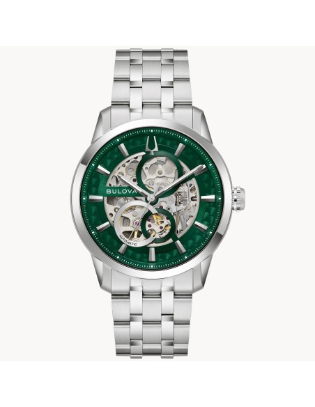 reloj automático hombre Bulova Sutton 96A329 40mm cristal de zafiro 30m WR correa de acero
