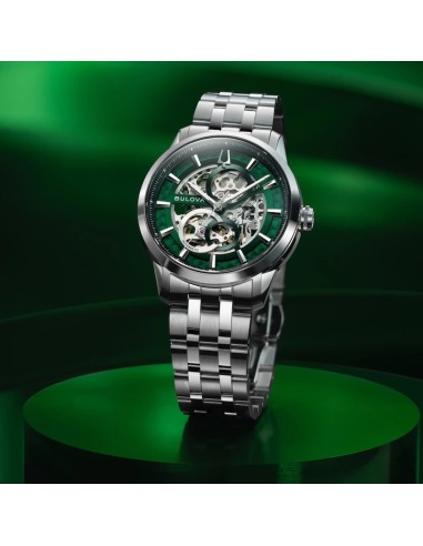 reloj automático hombre Bulova Sutton 96A329 40mm cristal de zafiro 30m WR correa de acero