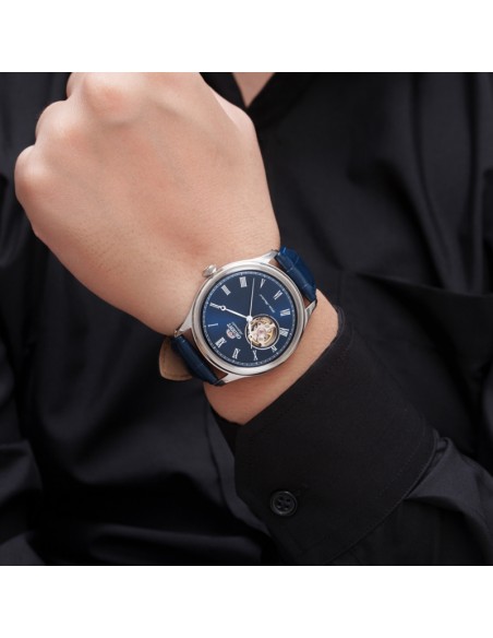 reloj automático hombre Orient Bambino Open Heart  TAG00004D 43mm 50m WR correa de cuero