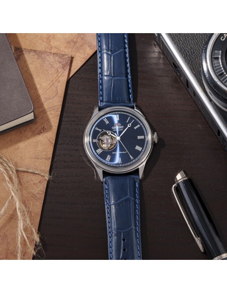 reloj automático hombre Orient Bambino Open Heart  TAG00004D 43mm 50m WR correa de cuero