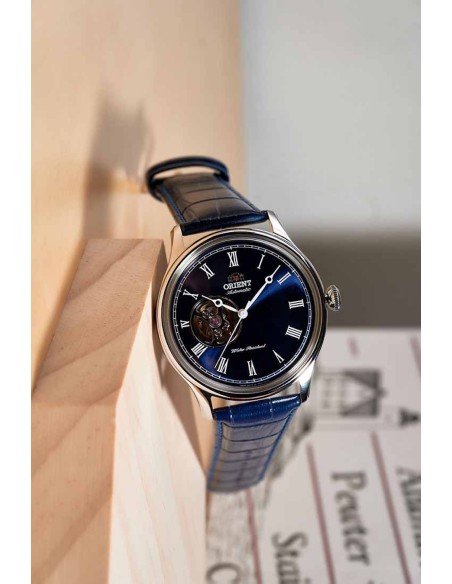 reloj automático hombre Orient Bambino Open Heart  TAG00004D 43mm 50m WR correa de cuero