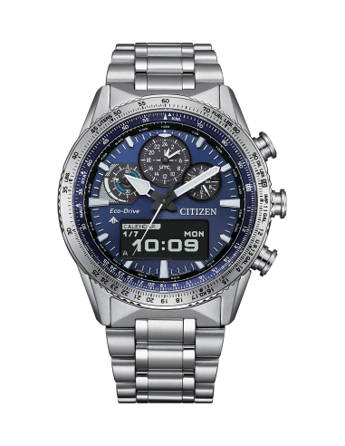 cronógrafo solar Citizen Promaster Pilot SkyHawk JV2000-51L 43mm 200m WR cristal de zafiro
