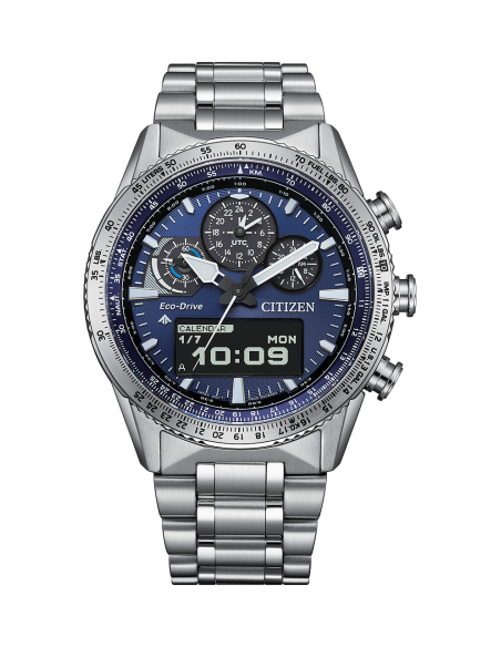 cronógrafo solar Citizen Promaster Pilot SkyHawk JV2000-51L 43mm 200m WR cristal de zafiro