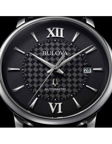 reloj automático Bulova Hudson 96B441 39mm cristal de zafiro correa de cuero Esfera texturizada