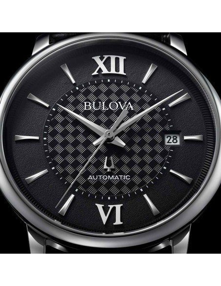 reloj automático Bulova Hudson 96B441 39mm cristal de zafiro correa de cuero Esfera texturizada